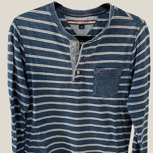 SALE XS TOMMY HILFIGER BLUE STRIPE HENLEY SHIRT